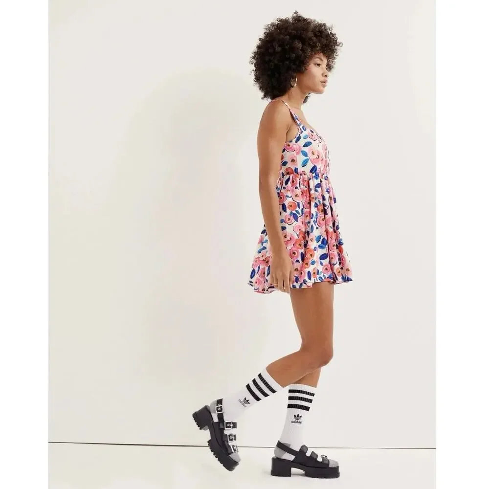 For Love & Lemons NWT Gianna Pink Floral Corset Mini Dress sz Small - Picture 7 of 11